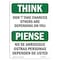 Signmission OSHA THINK Don't Take Chances Others Depending Bilingual 14in X 10in Plastic, 10" W, 14" L, Lndscp OS-TS-P-1014-L-11828 - alternate 1